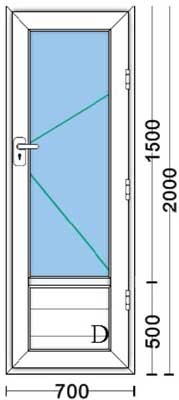 قیمت درب دو جداره upvc با شیشه ۴و۴ ساده به ابعاد 700*2000 پروفیل درب، یراق بالکنی ۲ طرف دستگیره