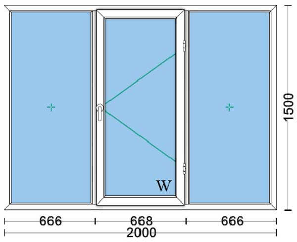 قیمت پنجره دوجداره upvc با شیشه ۴و۴ ساده به ابعاد 2000*1500