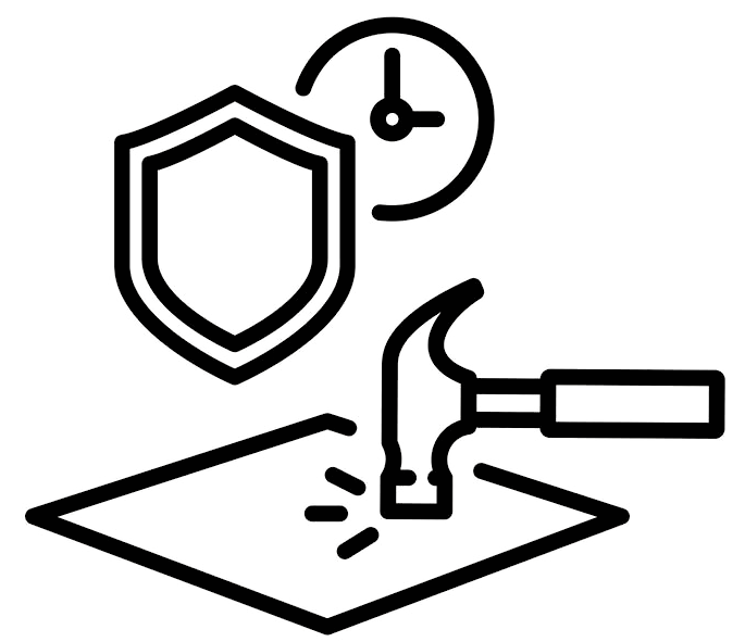 strong and durable material icon layer durability properties protection time thin line symbol on white background vector